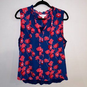Market and Spruce Floral Blouse with Solid Blue Back - M, Like New!